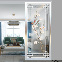Custom simple modern Chinese art glass screen partition Home improvement living room entrance frosted translucent steel process