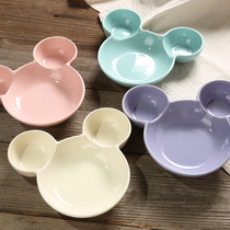 Ceramic Mickey Tray Breakfast Divided trays Ceramic Dinner Plate Home Baked pan Mickey grill tray