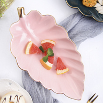 European ceramic leaves Decorative Disc Key Jewelery Trays Small Objects Containing Trays Small Dessert Small Fruit Trays
