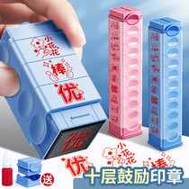 Cat Taiko ten Layer Stacks Rohan Seal Elementary School Raw Fields Character Multifunction Learning Teaching Pinyin Four-and-four clock Primary school teachers use the chapter clock to change the wrong Revised Divine Instrumental Child Reward Small Seal