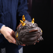 Zhaocai large gold toad ornaments purple sand tea pets can raise wealth toads boutique creative wealth Hengtong home furnishings