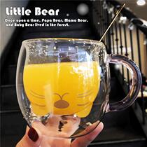 Net red ins wind cute double-layer glass Couple creative water cup Girl summer household coffee cup Cat claw cup