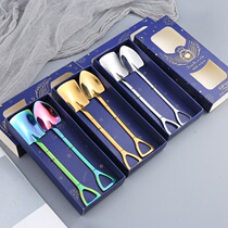 Creative stainless steel spade spoon ins wind watermelon spoon Dessert spoon Ice cream ice cream spoon shovel flat tip spoon