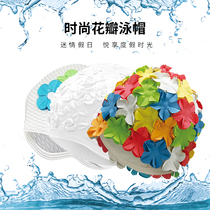 Good water fast waterproof swimming cap female hair does not take head ins fashion cute three-dimensional petals adult rubber swimming cap