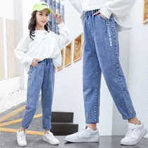 Girls pants spring trousers in big childrens foreign-Air loose jeans Korean version of daughter childrens clothing spring and autumn casual pants