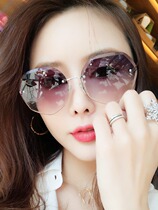 2020 new sunglasses women thin face round face anti ultraviolet Net red Korean version of non-frame sun glasses big face glasses tide