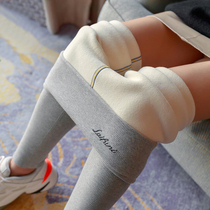 Lamb fleece leggings women wear high waist in autumn and winter plus velvet padded northeast large size extra thick one warm cotton pants