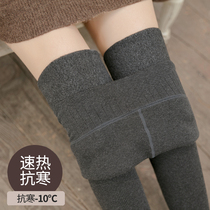 Cashmere thickened cotton vertical leggings women wear high waist belly thread slim cashmere warm pantyhose in autumn and winter