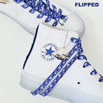 Adapted Converse Willstar High Gang 1970s Air Force One AF1 Blue and White Blue White Phase China Wind Green Flower Porcelain Laces