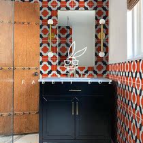 American net celebrity Retro red art tiles Kitchen restaurant background wall tiles Balcony bathroom floor tiles 300