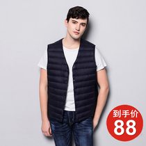 2019 New collarless down liner waistcoat mens autumn and winter light down jacket youth large size waistcoat
