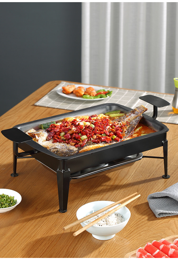 不粘锅烤鱼盘子电磁炉烤肉盘商用酒精烤鱼炉家用木炭烤肉炉子户外