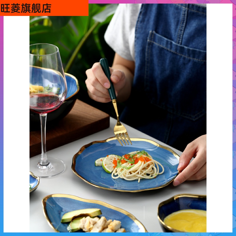 Europe type variable blue sky up phnom penh tableware suit creative dishes wave jobs household ceramic bowl dish dish meal.