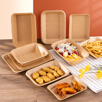 Kraft Paper Boat Box Disposable Meal Kit Snack Fruit Salad Paper Dish Fried Chicken Fries Snack Square Pan 100