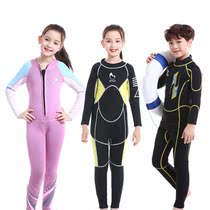 Childrens thick warm wetsuits one-piece long sleeves long pants boys and girls professional training swimsuit hot spring suit swimsuit