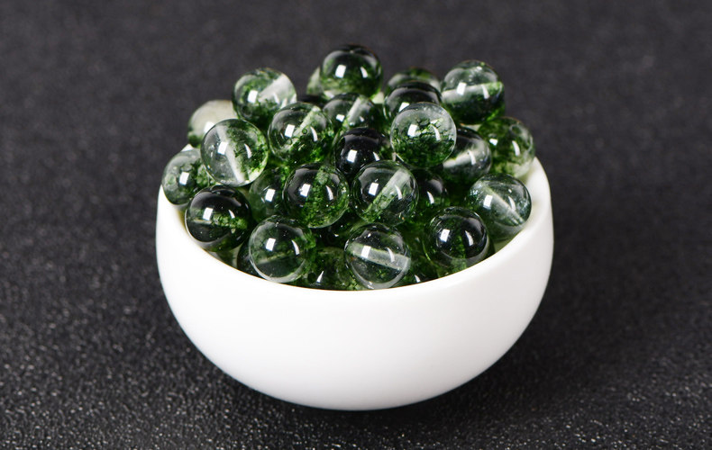 绿色水晶隔珠绿爆花晶散珠手工串珠配件绿色幽灵圆珠子整包