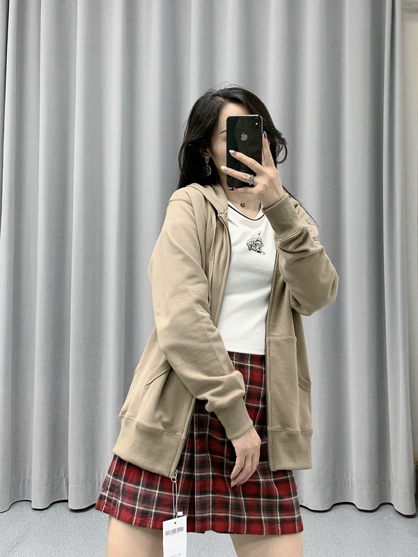 U Home Fitting Room 2021 Cặp vợ chồng nam và nữ mặc đồ mùa xuân và mùa thu Có mũ trùm đầu Dây kéo Áo khoác len có mũ trùm đầu X433046 - Áo len