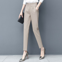 Casual pants women 2021 Spring Summer new Korean version of small feet straight ankle-length pants high waist professional Harlan Capri pants