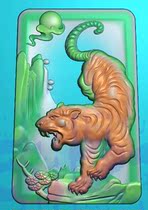 Tiger pendant tiger jade carving card gray scale drawing relief drawing lower mountain tiger pendant fine carving drawing lower mountain tiger 0009-1