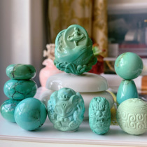 Yungai Temple Original Mine Turquoise 18K Inlaid Pendant Ring Dadu Mermaid Maitreya Buddha Guanyin Black Sky Accessories