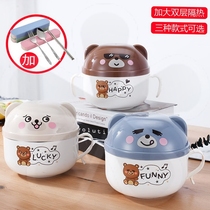 Bowl personal special large student dormitory tableware set office worker tableware set stainless steel instant noodle bowl with cover