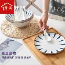 Ceramic small soup spoons 10 sets of ceramic simple spoon spoon European dishes set household tableware