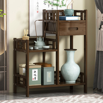 Modern simple multi-layer Nanzhu solid wood word partition shelf Office household tea room tea cabinet Dining side cabinet