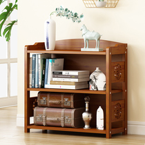 Simple small single storage bookshelf Solid wood Nanzhu small bookcase Three-layer cabinet Storage cabinet Lattice bedside small cabinet