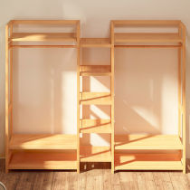 Bamboo wardrobe rack landing vertical hanger rack easy assembly clothes shelf simple modern household bedroom furniture