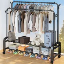 Simple drying rack floor vertical bedroom hanging clothes shelves and household multi-function cloak rack solid