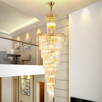 2021 New European Villa duplex flat building hollow rotating staircase long chandelier duplex stair crystal chandelier