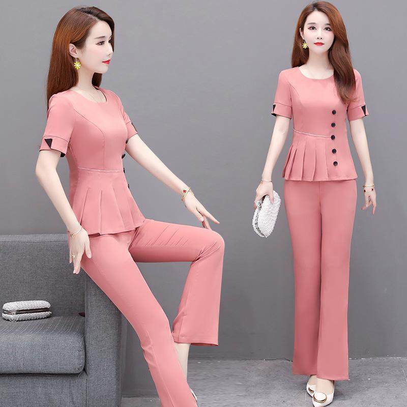 阔腿裤套装女2021新款夏季遮肚子显瘦气质女神范两件套裤装