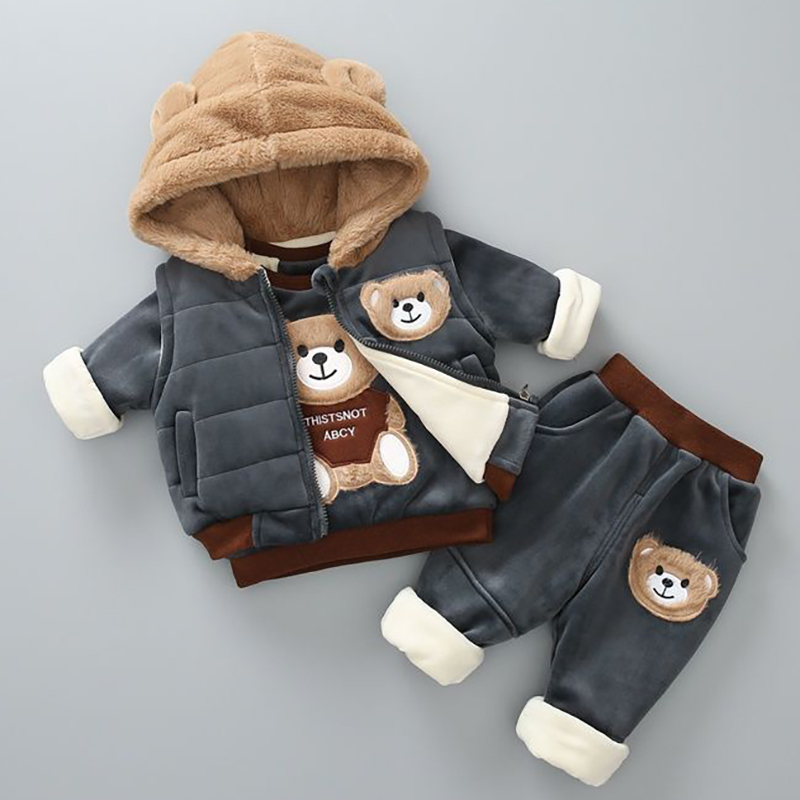 Boy Three sets plus suede thickened suit children's clothes autumn winter cotton clothes Children winter clothes boys' cotton clothes Winter children-Taobao