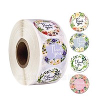 500 rolls creative thanks sticker label DIY baking candy gift box packaging decorative sealing sticker round