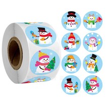 500 Rolls Cartoon Cute Christmas Snowman Sticker adhesive holiday Decorative Gift greeting card packaging closure sticker