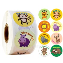 500 sheets of cartoon cute animal stickers adhesive teachers reward praise for young children for early education in English