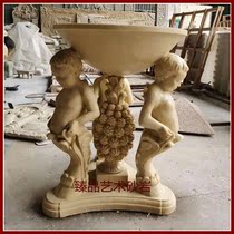 Sandstone Small Angel Flower Pot Landscape Art Flower Bowl Water Bowl GRP Imitation Bronze Sculpture Manufacturer Direct