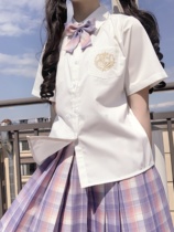 Chestnut honey jk original new white student summer short sleeve shirt short sleeve embroidery long sleeve shirt