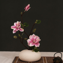 New Chinese Magnolia Simulation Flower Art Living Room Coffee Table Porch Fake Desktop Ornaments Decoration Flower Potted Set
