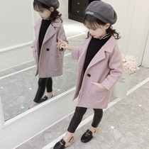 girls' woolen coat spring autumn big kids 2021 new fashionable oceanic big kids autumn winter children's clothing Molly coat