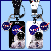 Astronaut cartoon access card citizen card label certificate set chest card certificate Transportation Card Bus cover work card student staff work card protection cover with lanyard bank card cover customization
