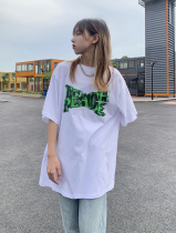 Legal alien European and American high street letter printing T-shirt short-sleeved mens and womens summer pure cotton loose ins tide brand design sense