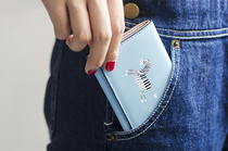 Eight Doors Worm Society MINI Triple Fold PU Wallet Card Bag Small Freshener Minima Student Creative Birthday Holiday Girl Presents