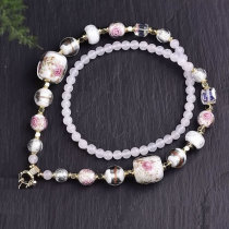 Thai Buddhas Chain Nepal Bronze Beads Glazed Pearl Buddha Board Hung Chain White Sweater Chain Pink Lady