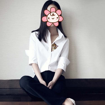Shirt female 22 spring and autumn new star Yang Mi with the same professional OL white shirt design sense niche all-match long-sleeved top