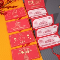 Super Red Envelope New Years Elderly Birthday Folding Surprise Ceremony Feeling Featured Six Card Slot Drawer
