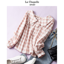 Lachabelle's Sport New Spring Autumn Long Sleeve Shirt Women's V-Neck Sweet Student Plaid Shirt Top J