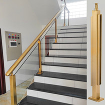 Stair handrail guardrail Outdoor tempered glass balcony Stainless steel railing column household fence Simple and modern