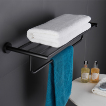 Bathroom towel rack storage rack 304 stainless steel black towel bar single double rod drying towel rack Wall-mounted