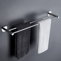 Non-perforated towel bar double rod bathroom hanging towel rack Bathroom 304 stainless steel light luxury wind bath towel rack